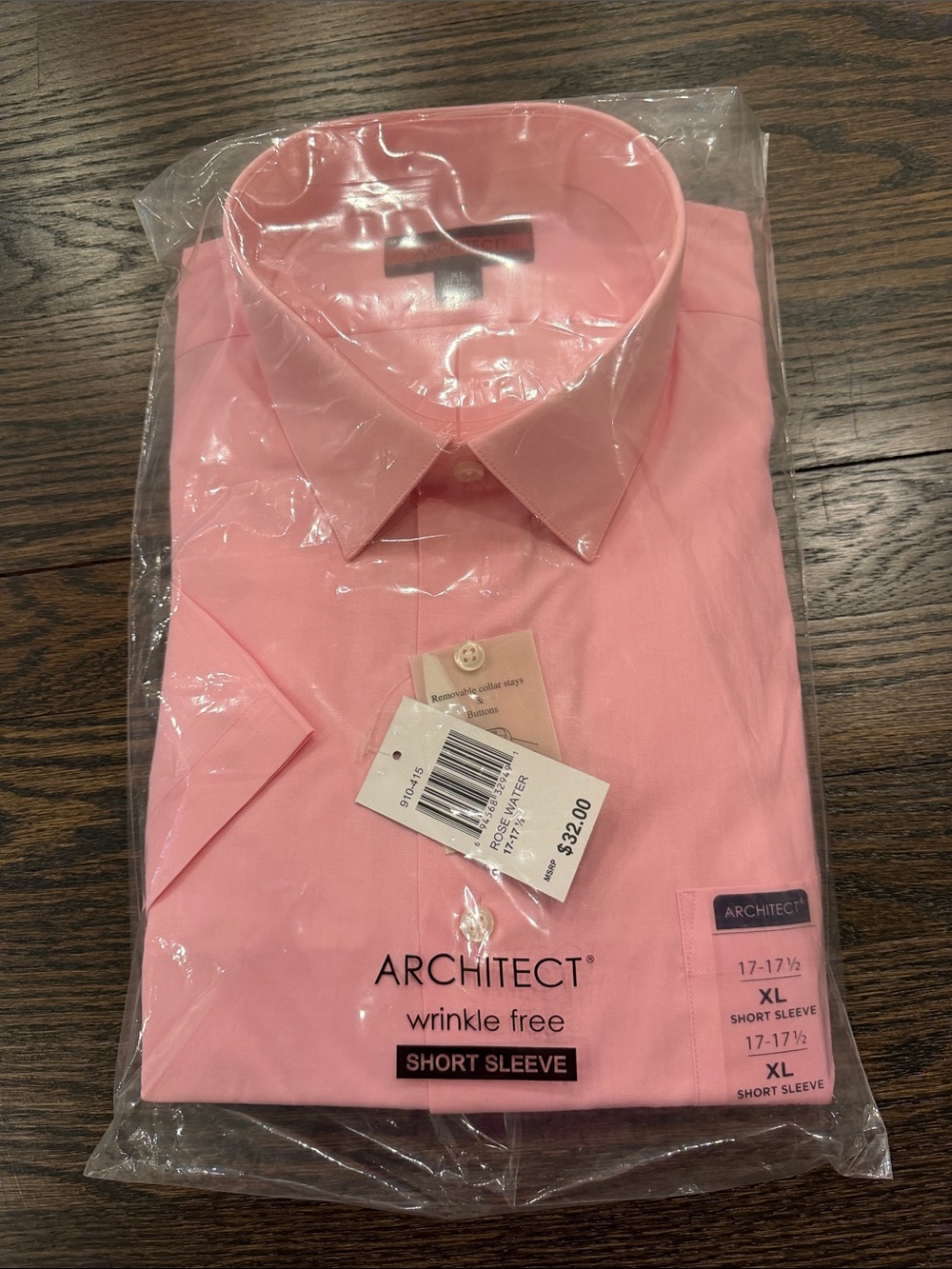 Architect Men’s Short Sleeve Button-Down Shirt — Light Pink